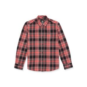 NWT Volcom Big Boys Caden Plaid Long Sleeve Flannel Shirt Cranberry Red Black XL
